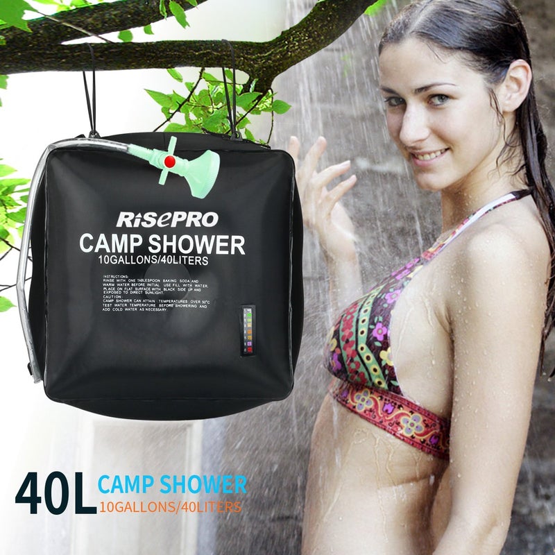 RISEPRO 10 gallons/40L Solar Shower Bag Solar Heating Camping Shower Bag with Temperature Hot Water Outdoor Hiking Climbing XH07 - Image 3